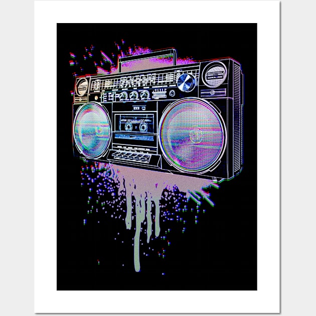 80s Boom Box Splat Wall Art by Anoncactusart